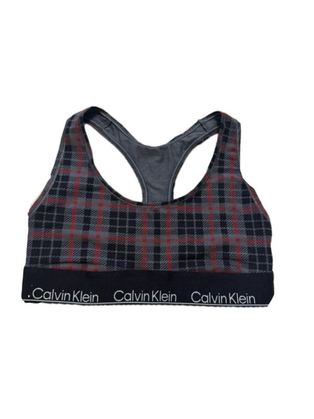 Calvin Klein Charcoal Plaid Holiday Bralette